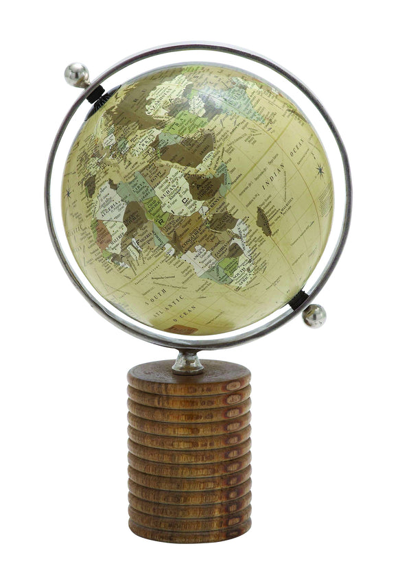 Multi Purpose Globe with Metal Ring and Wooden Stand