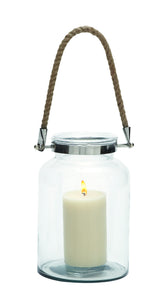 Eye Catching Glass Metal Lantern Rope Handle