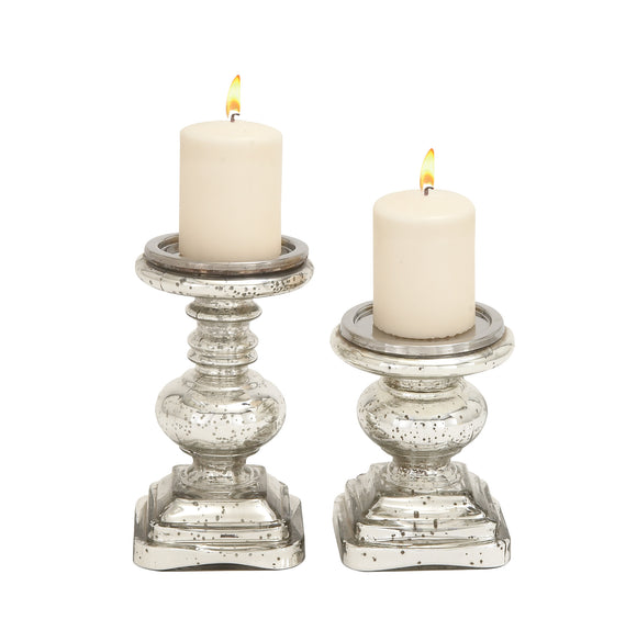 The Traditional Set of 2 Glass Candle Holder