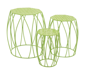 Nature’s Set of 3 Metal Green Plant Stand