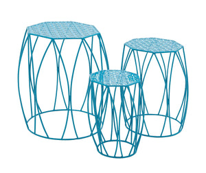 The Heavenly Set of 3 Metal Blue Plant Stand