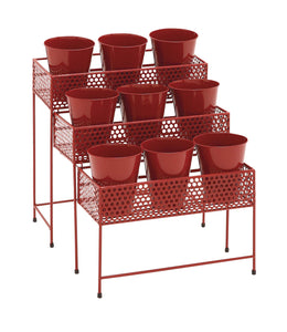 The Stunning Metal 3 Tier Plant Stand Red