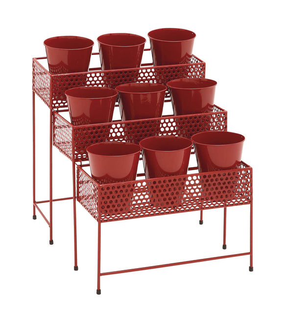 The Stunning Metal 3 Tier Plant Stand Red