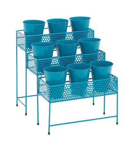 The Cool Metal 3 Tier Plant Stand Blue