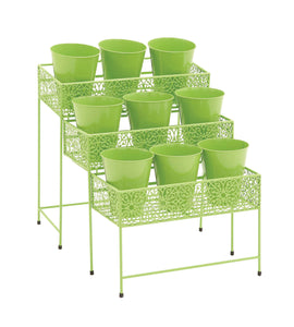 The Ultra Cool Metal 3 Tier Plant Stand Green