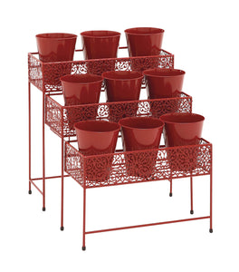 The Bright Metal 3 Tier Plant Stand Red