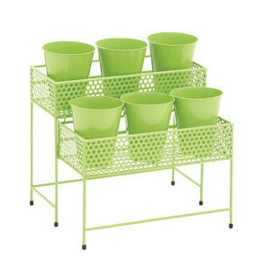 Pretty Styled Metal 2 Tier Plant Stand Green