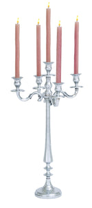 Intricately Designed Aluminum Candelabra Holds 5 Candles