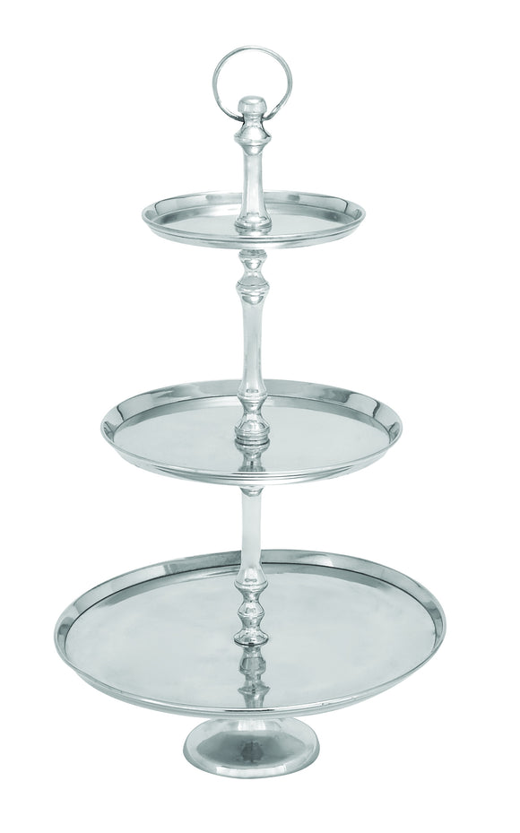 Three Tier Aluminum Tray with Round Base and Functional Design