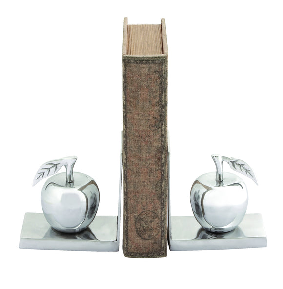 Contemporary Aluminum Bookend with 2 Shimmering & Lustrous Apples