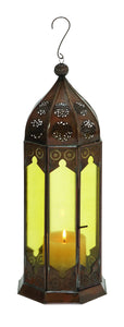 Swanky 16" Traditional Metal Glass Lantern in Rustic Brown