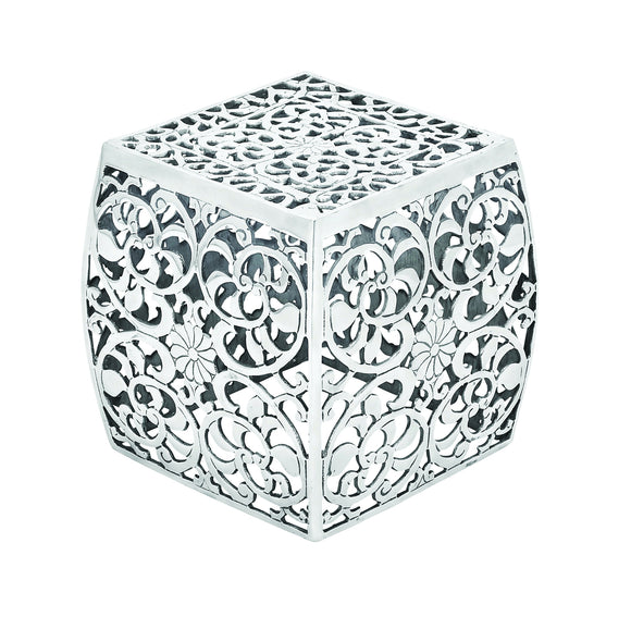 Metal Stool with Cube Shaped and Intricate Design