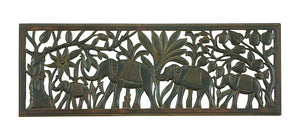 MARCHING ELEPHANTS WOOD WALL DECOR PANEL