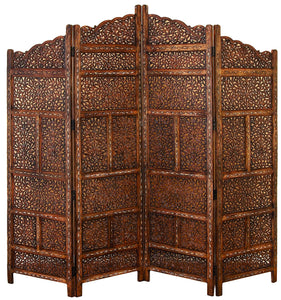 VILLA ESTE WOOD ROOM DIVIDER 4 PANEL CARVED SCREEN