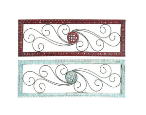 Intricately Curved Metal Wood Wall Panel Assorted Set of Two