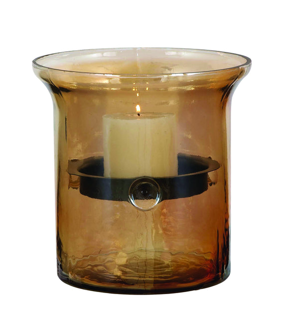 Glass Metal Candle Holder with Smoky Glass Outer Case