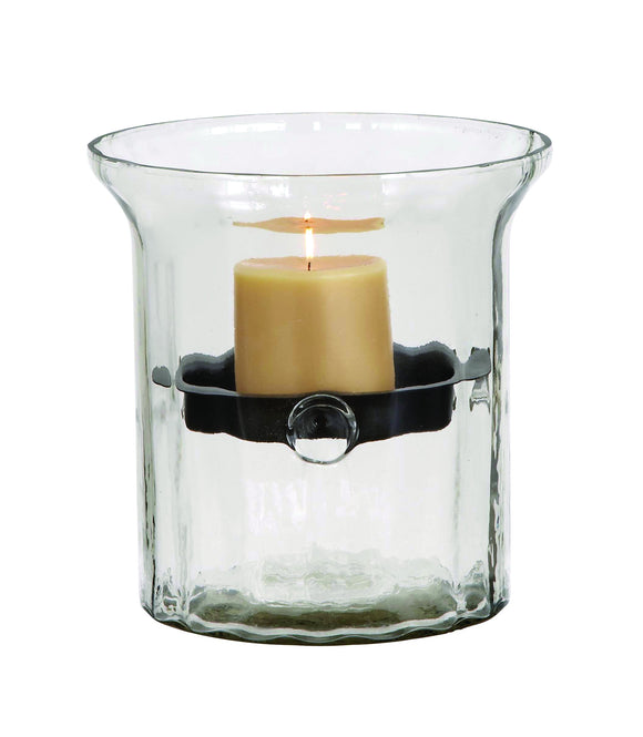 Glass Metal Candle Holder Clear Glass Case