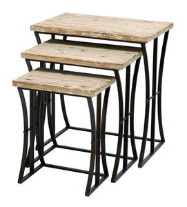 Metal Wood Nesting Table Set/3 26",22",19"H Accent Collection