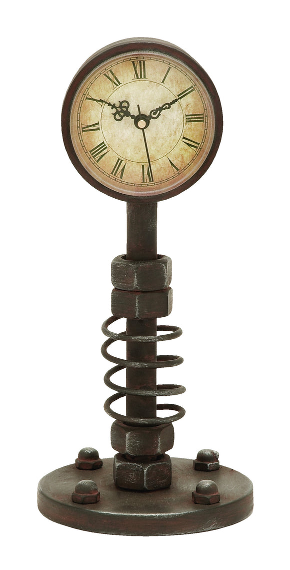 Traditional Metal Clock with Roman Numerals and Rusty Finish