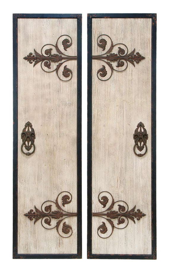 Wooden and Metal Wall Plaque with Assorted Classic Style