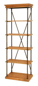 Sophisticated Wooden and Metal Shelf in Brown and Black