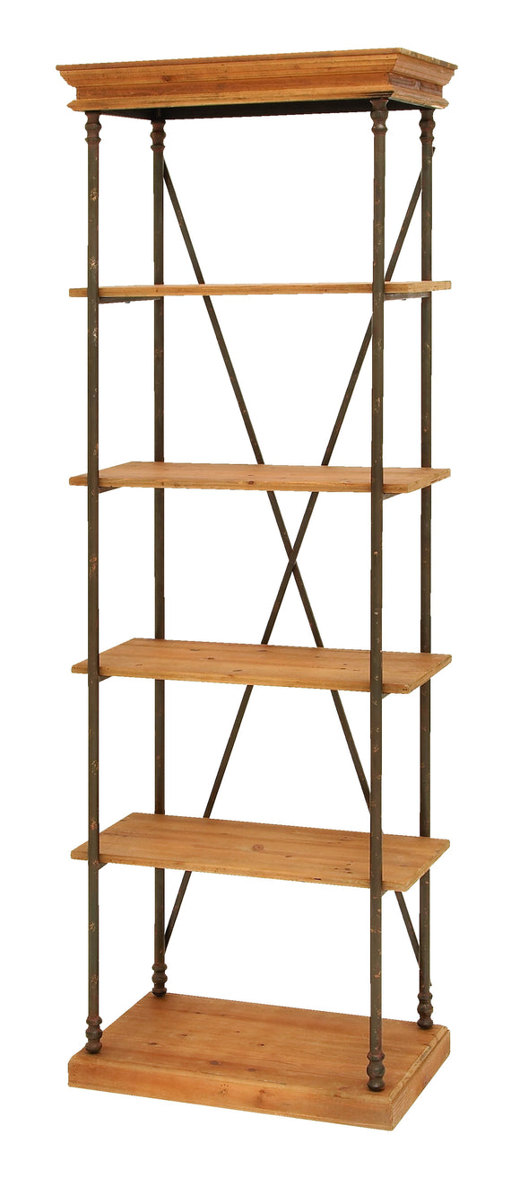 Sophisticated Wooden and Metal Shelf in Brown and Black