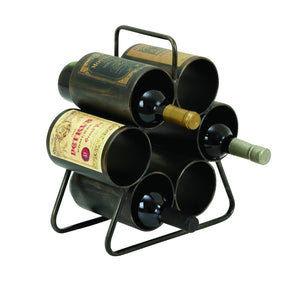 Wine Rack for Six Bottles with Space Saving Design