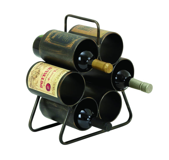 Wine Rack for Six Bottles with Space Saving Design