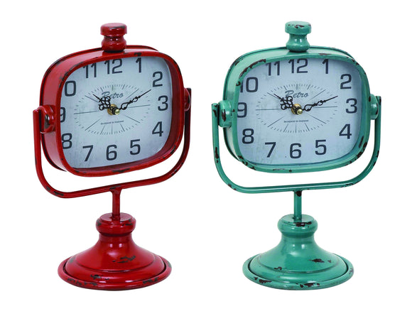 Durable Metal Clock in Red and Green Color - Set of 2