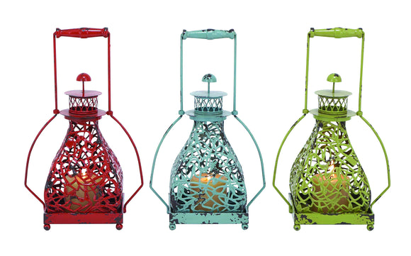 Metal Candle Holder 3 Assorted with Vibrant Colors