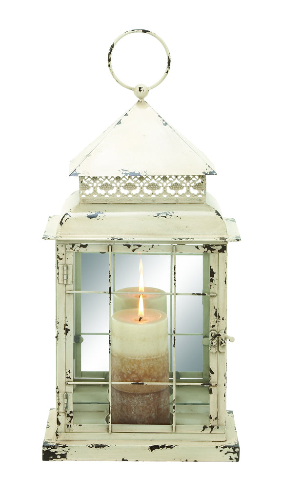 Metal Glass Lantern with Antique Styled Design