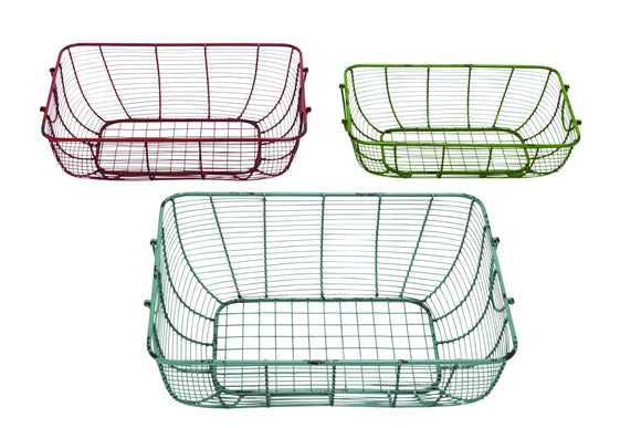 Elegantly Hand Crafted Metal Wire Basket Set of Three