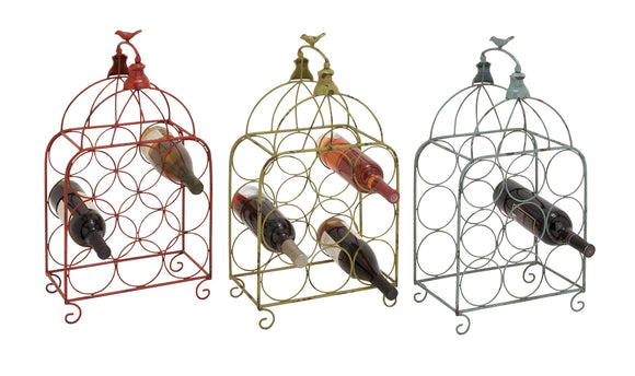 Attractive Modish Styled Metal Wine Holder 3 Assorted