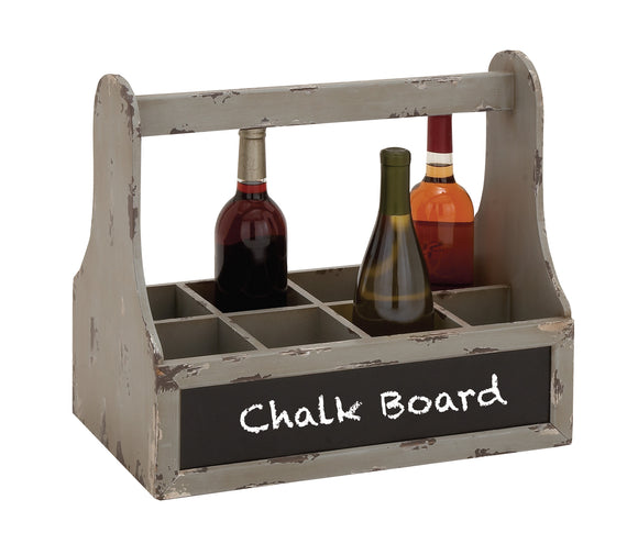 Unique Styled Wood Wine Basket with Blue Chalk Board