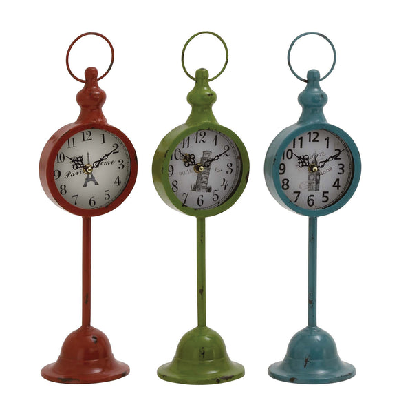 The Statuesque Metal Table Clock 3 Assorted