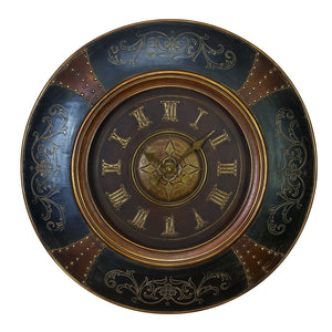 WOOD LEATHER WALL CLOCK WITH ROYAL LOOK