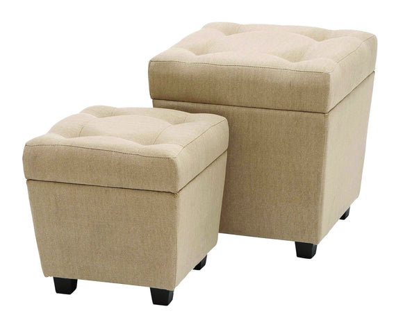 Burlap Storage Stool with Comfort Cushioned Seating