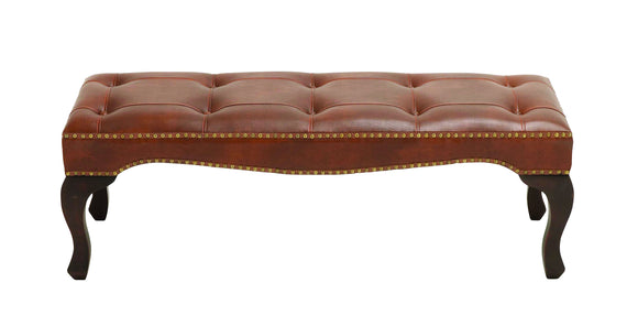 Wood Leather Bench with Timeless Design