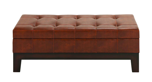 Leather Spacious Storage Bench with Timeless Design