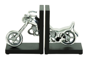 BLACK AND SILVER ALUMINUM BOOKEND SET