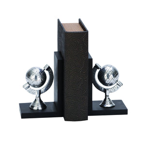 Library Aluminum Globe Bookend Pair 7"H, 5"W