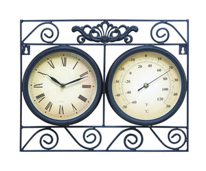 METAL OUTDOOR CLOCK THERMOMETER WITH DIFFERENT DIALS