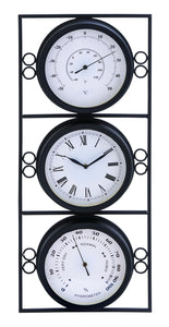 Contemporary Metal Clock with Two Thermometer & Minimal Style