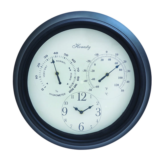 Outdoor Clock Detailed with Bold Numerals in Black Font