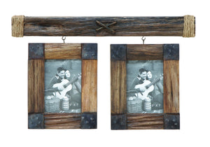 Wooden 14" Photo Frame with Metallic Trinkets on the Edges