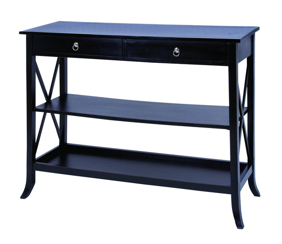 Black Finish Wooden Console Table with Functional Design