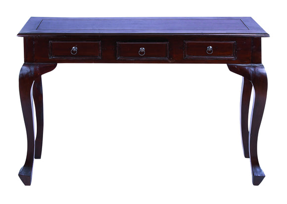 Traditional Wooden Console Table with Metal Pulls & Curved Legs