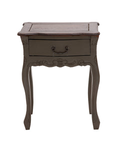 Dona Wooden Table with Brown Top and a Drawer in Dark Grey