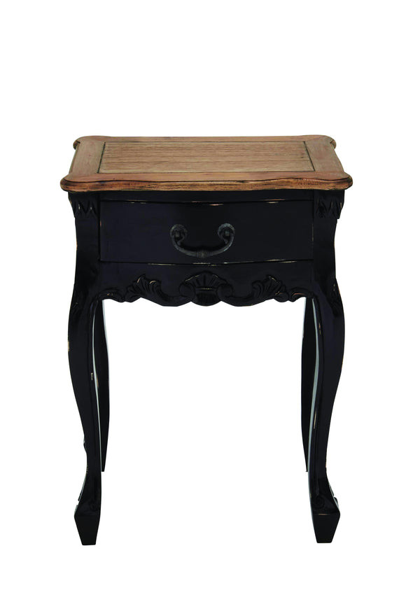 Dona Wooden Table with Natural Top and a Drawer in Black