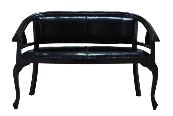 Malaga Two Seater Sofa with Black Leather Cushion Cover